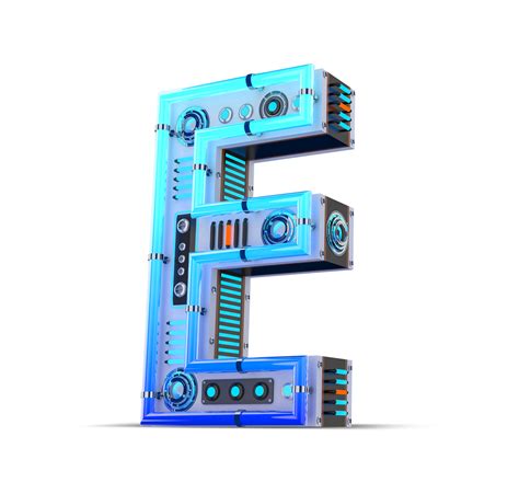 D Alphabet With Blue Neon And Neon Light Effect Png