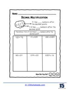 Decimal Multiplication Worksheets | Visual Models - 15 Worksheets.com