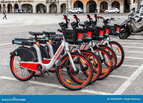 Ridemovi Rental Bikes Parked In A Street In Padua Italy Editorial