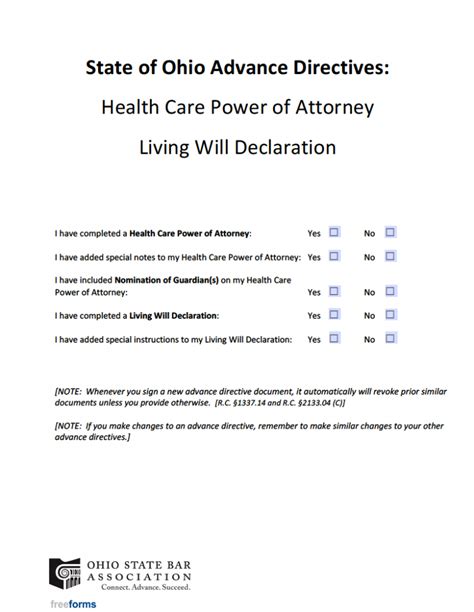 Free Ohio Living Will Form Pdf