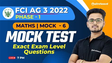 Fci Ag 3 2022 Gen And Depot Maths Mock Test Exact Exam Level