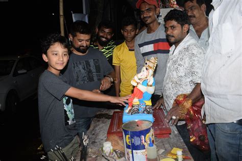 Sanjay Dutts Son Shahran Taking Home Ganeshji At Bandra On 1st Sept