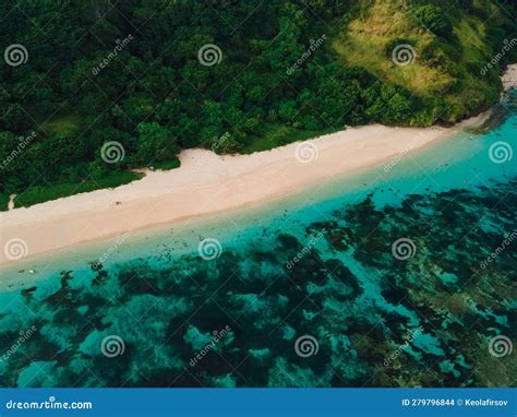 Tropical Beach With Cliffs And Ocean In Bali Island Aerial View Of