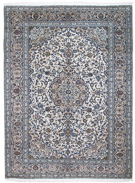 Persian Kashan 10x13 Blue Ivory Wool Area Rug Turco Persian