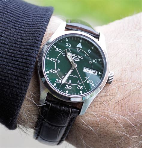 Seiko 5 Sports Srpj89k1 Field Kelly Green Flieger Automatic Green Dial Brown Leather Men S Dress