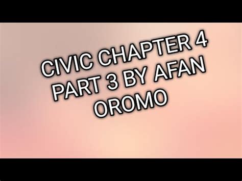 Civic Freshman Chapter Part By Afan Oromo Youtube