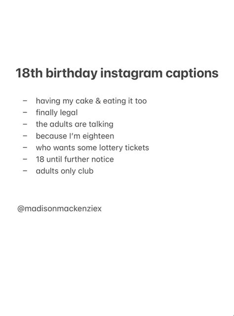 Aesthetic Instagram Captions For 18th Birthday Birthday Captions Birthday Captions Instagram