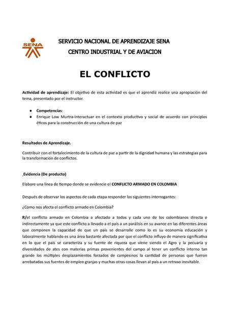 Taller Conflicto Armado En Colombia Servicio Nacional De Aprendizaje