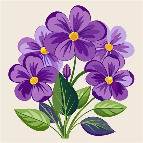 A Drawing Of Purple Flowers With Yellow Centers Premium AI Generated