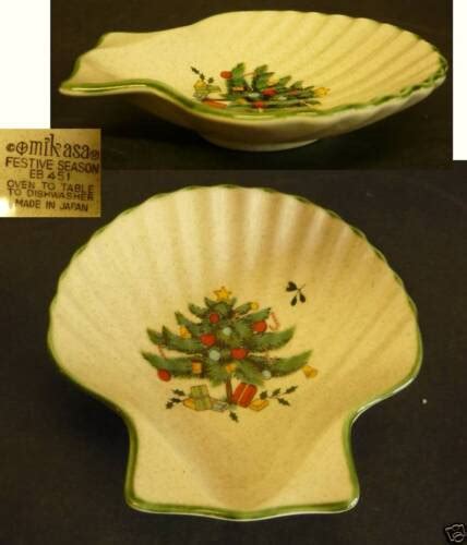 Mikasa Festive Season Candy Scallop Dish Christmas Tree Ebay