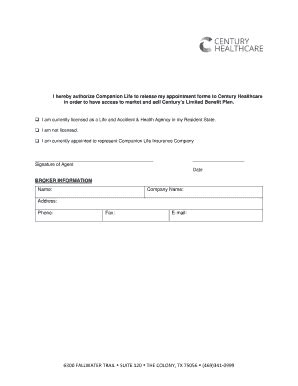 Fillable Online Companion Appointment Paperwork Release Form Fax Email