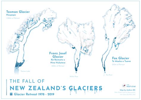 The Fall of New Zealand Glaciers Poster | The Map Kiwi