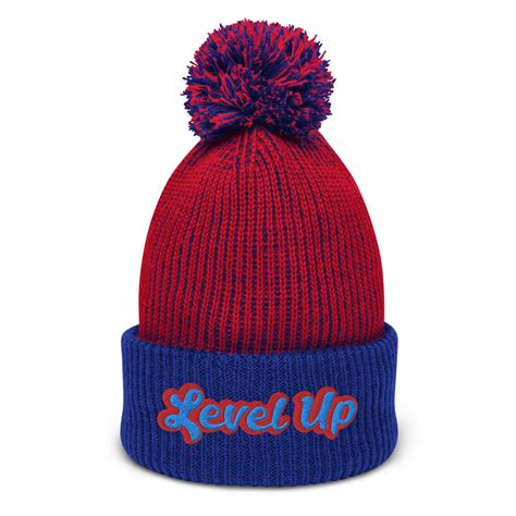 Level Up Retro Speckled Pom Beanie Red/Royal/Blue – Bike Instructor ...