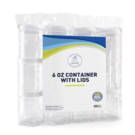 Slime Containers With Water Tight Lids 6 Oz 12 Pack Clear Plastic