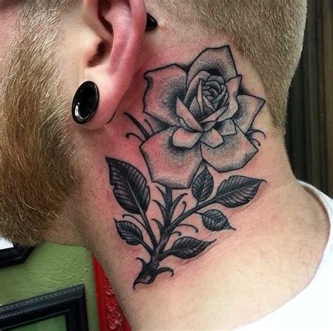 15 Beautiful Rose Neck Tattoos Rose Neck Tattoo Neck Tattoo For Guys