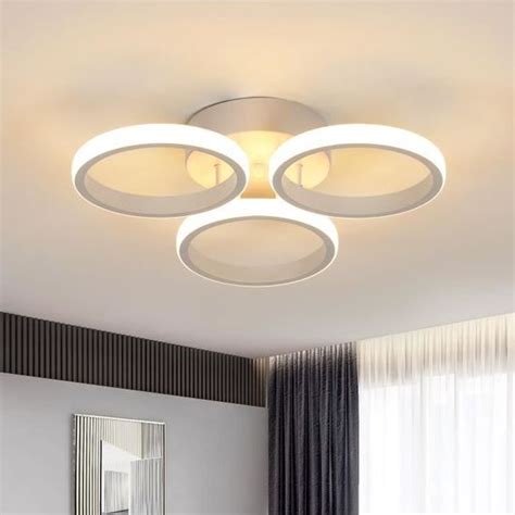 Plafonnier Led Rond W Aiskdan Blanc Pour Chambre Salon