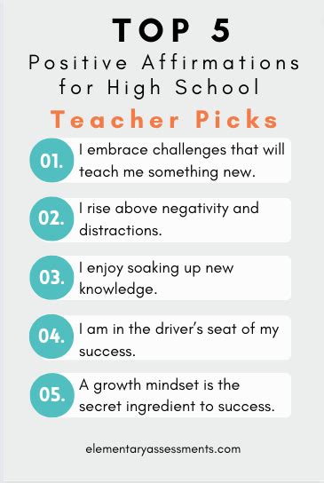 101 Positive Affirmations For High School Students