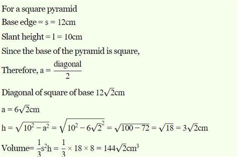 Given Figure Is A Square Based Pyramid If The Slant Height Oe Cm