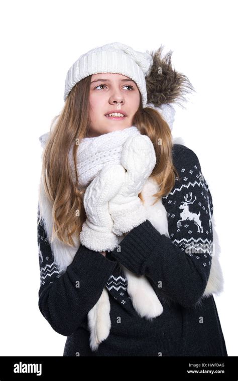 Cute Cheerful Teenage Girl Posing In The Studio Showing Emotions