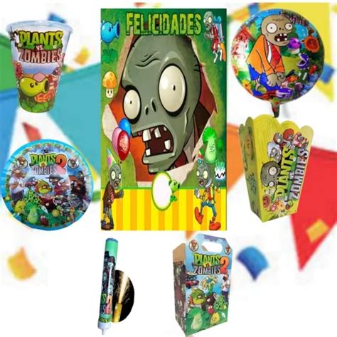 Plantas Vs Zombies Paq Fiesta Articulos Cumple Decoracion Mercadolibre