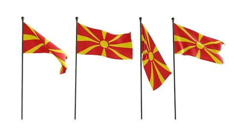 Premium Photo 3D Flags Of North Macedonia Of 4 Types Flag North