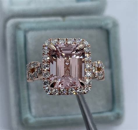 Emerald Cut Morganite Ring 14K Rose Gold Emerald Cut Etsy