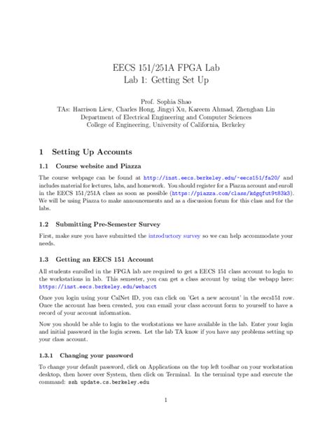 Fillable Online Inst Eecs Berkeley Fpgalab1 Pdf EECS 151 251A FPGA