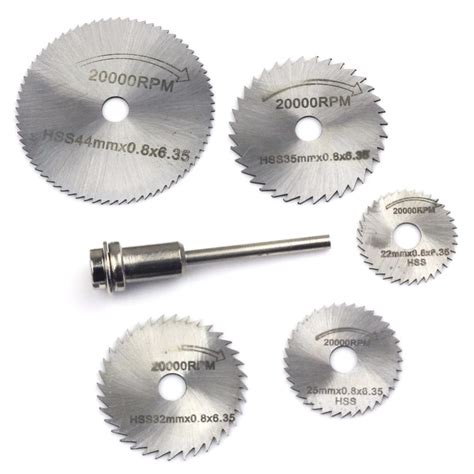 High Speed Steel Rotary Saw Blade Set 6 pc Mini HSS Circular Saw Blades