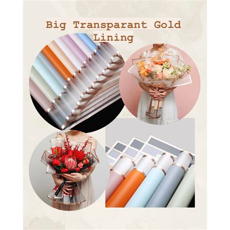 Jual Kf Lembar Kertas Bunga Cellophane Big Transparant Gold