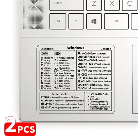 2pcs Windows PC Reference Keyboard Shortcut Sticker | Vinyl, No-Residue