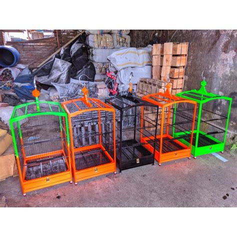 jual sangkar kotak full fiber tiang segitiga warna stabilo sangkar