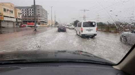 Trafficdxb On Twitter Water Puddles In Ajman After Heavy Rain This