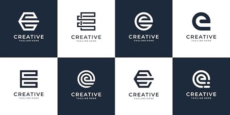 Conjunto de diseño de logotipo de letra e monograma creativo Vector