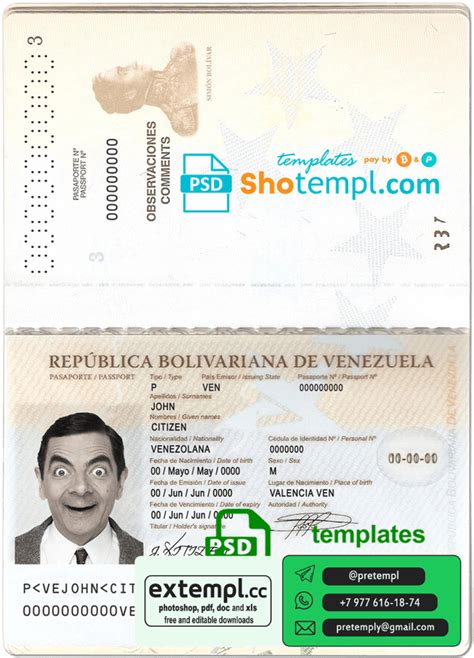 Example Venezuela Passport In Psd Format Fully Editable Extempl Cc