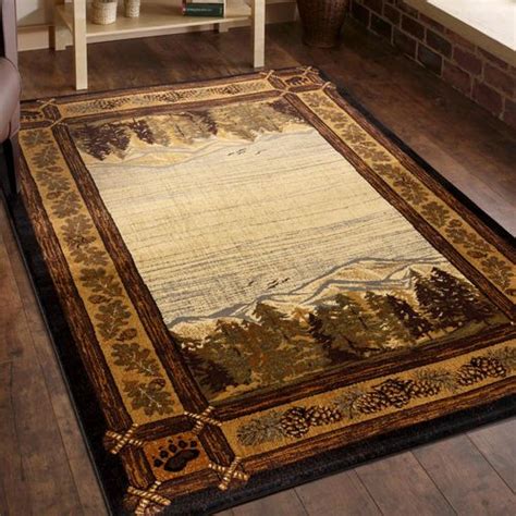 Pine Trees Rustic Mountain Wilderness Area Rugs