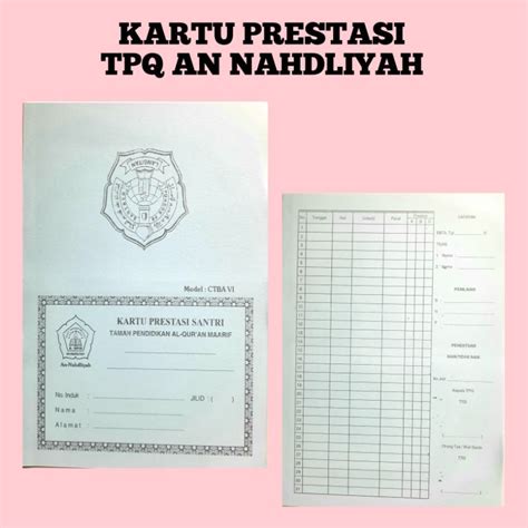 Jual Kartu Prestasi Santri An Nahdliyah Kartu Prestasi Jilid Shopee