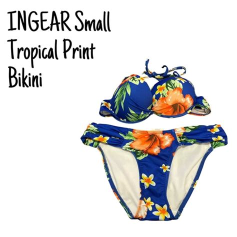 Ingear Swim Euc Ingear Small Tropical Print Bikini Top Bottom With