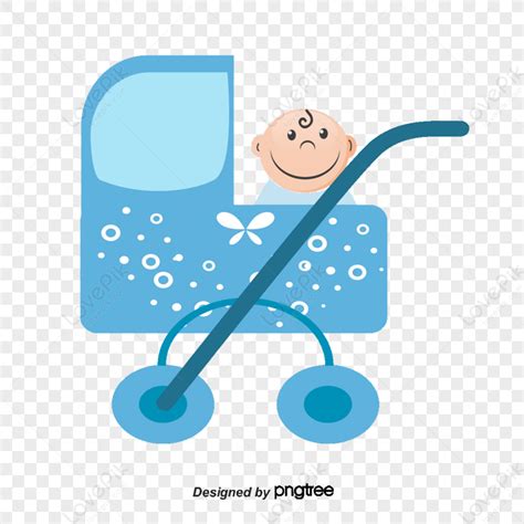 Hand Painted Blue Baby Stroller Pattern Baby Strollers PNG Image And