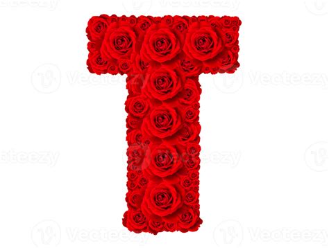 Rose Alphabet Set Alphabet Capital Letter T Made From Red Rose