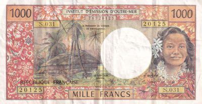 Banknote French Pacific Territories Francs Tahitian Stag Nd