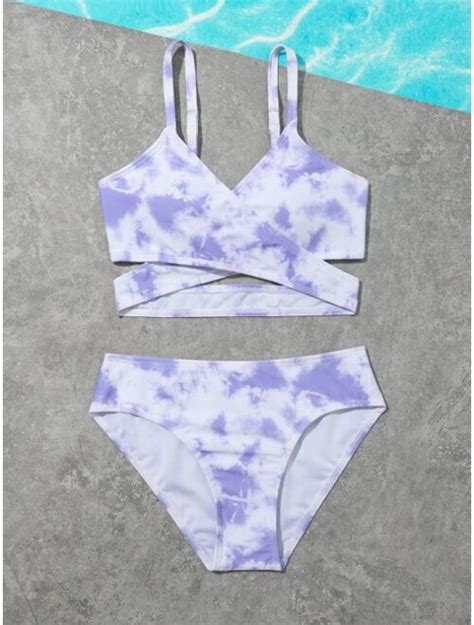 Buy Shein Girls Tie Dye Wrap Bikini Swimsuit Online Topofstyle