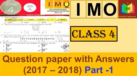 IMO Class 4 Question Paper 2017 2018 Part 1 Maths Olympiad Class