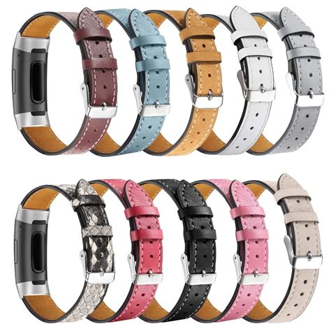 Joyozy Leather Bands Compatible Fitbit Charge 3 Charge 3 SE Genuine