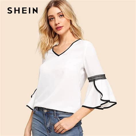 Aliexpress Buy Shein White Elegant Workwear Office Lady Contrast