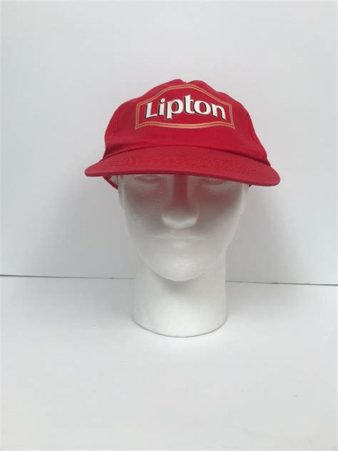 90s Vtg Lipton Iced Tea Logo Snapback Hat Og Red Adve Gem