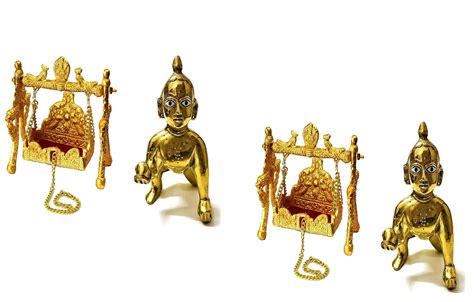 Buy Laddu Gopal Ji With Jhula International Handmade Decoative Metal