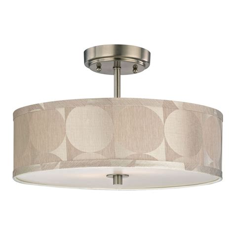 Milo Satin Nickel Drum Semi Flush Light With Shade