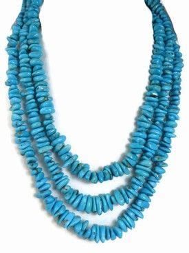 Three Strand Graduated Turquoise Nugget Necklace Multi Strand