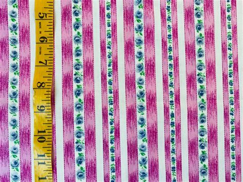 1950s Pink Floral Stripe Cotton Fabric Fat Quarters Etsy