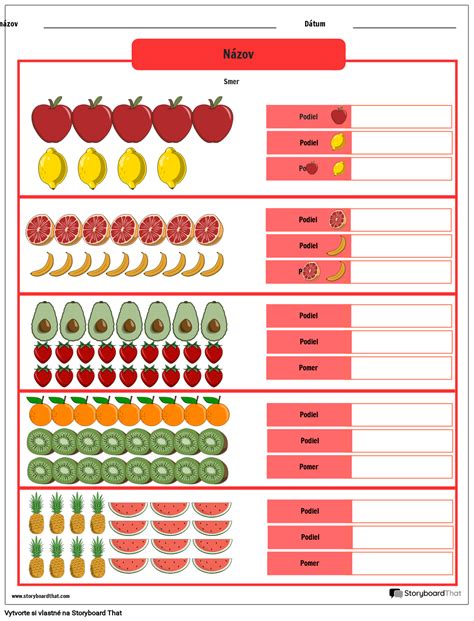 Pracovn List Proporcie S Ovoc M Storyboard Par Sk Examples